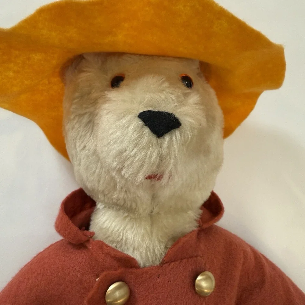 Rare Handmade Fashioned By Lucille Paddington Bear Plush 16 in. Orange‎ Jacket